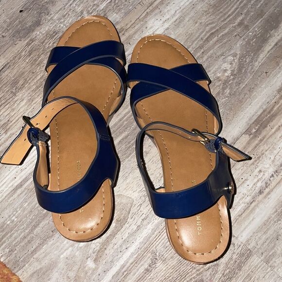 TOMMY HILFIGER WILO Blue Platform Wedge Sling Sandal sz 9.5 - Picture 5 of 6